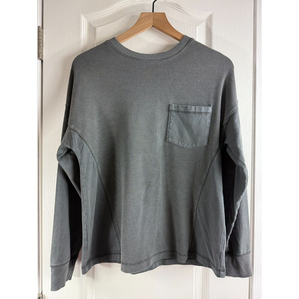 Wild Fable Women's Long Sleeve Thermal Pocket Tee Top Gray Size S